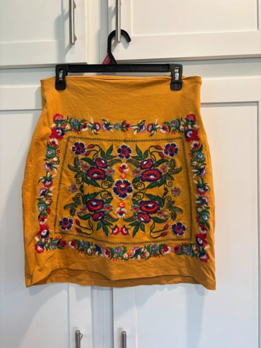 Embroidered Mustard Skirt